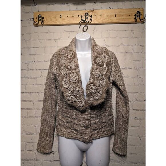 Roz & Ali beautiful rose collared cardigan small - Picture 1 of 4